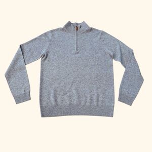 Mette Cashmere Sweater Mens Size Small Gray 1/4 Zip Mock Neck Pullover